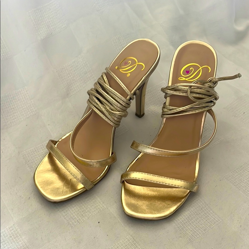 Delicious Gold Strappy Heels